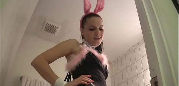  Cuckolded by a Bunny Girl PANTYHOSE SPH CHASTITY FEMDOM POV MASTURBATION